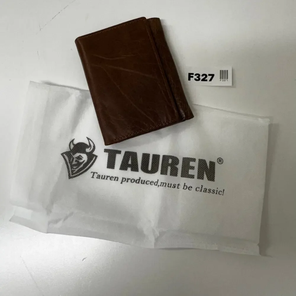 NEW Tauren Genuine Leather Trifold Wallet Brown Bifold Coin Pocket F327